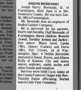 Obituary for Joseph Harry BERENISKI